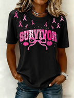 Women'S Belief In Breast Cancer Publicity Print Short Sleeve T-Shirt