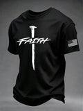 Men'S Faith Cross Printed Casual T-Shirt