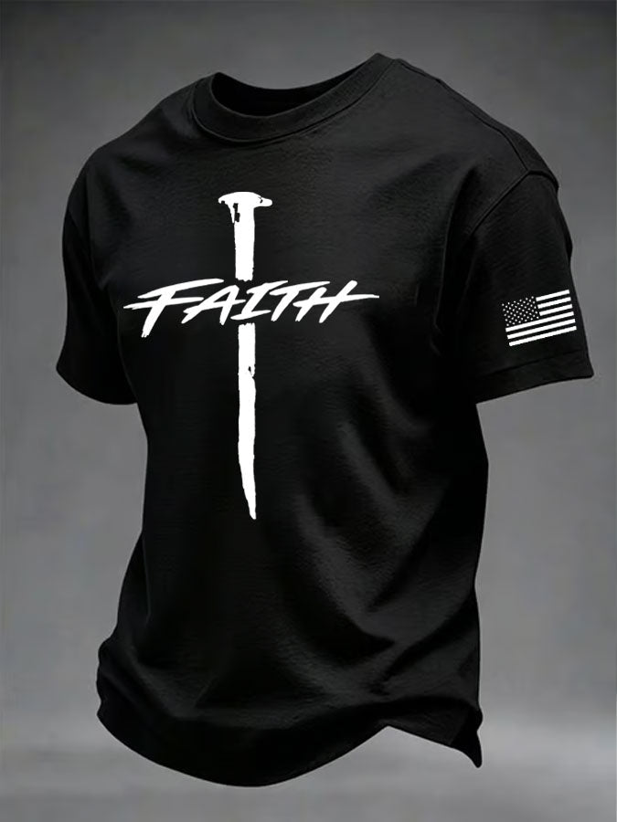 Men'S Faith Cross Printed Casual T-Shirt