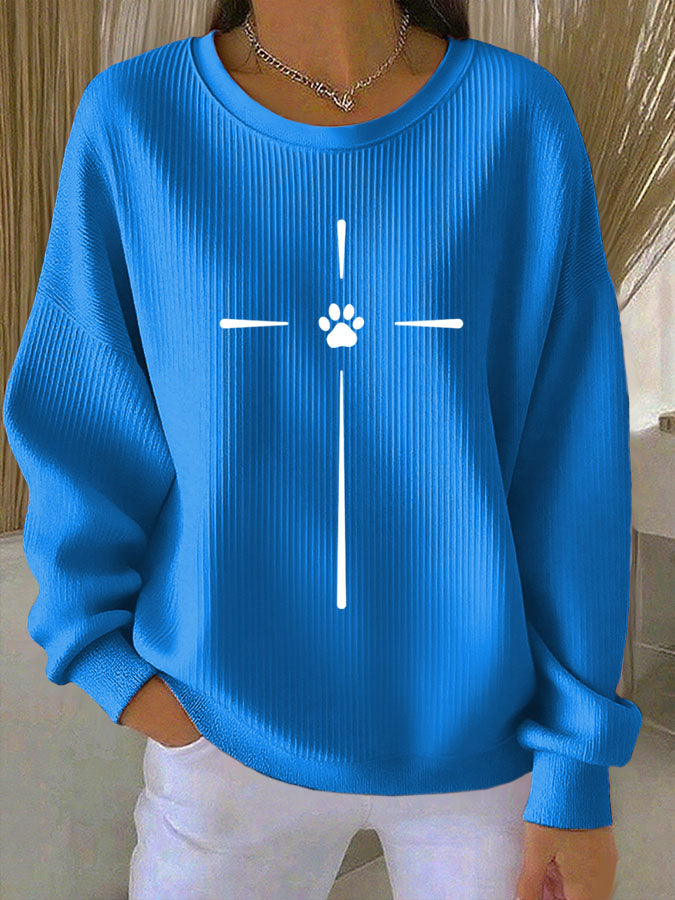 Women'S Paw Print Casual Sweatshirt