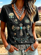 Women'S Casual Retro Western-Style Faith T-Shirt