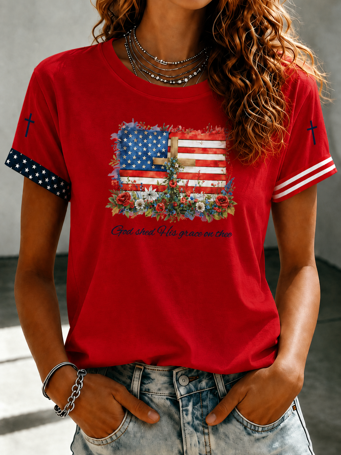 Women'S God Shed His Grace On Thee Printed Casual T-Shirt