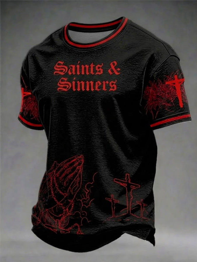 Men's Jesus Religious Beliefs Printed Short Sleeve T-shirt