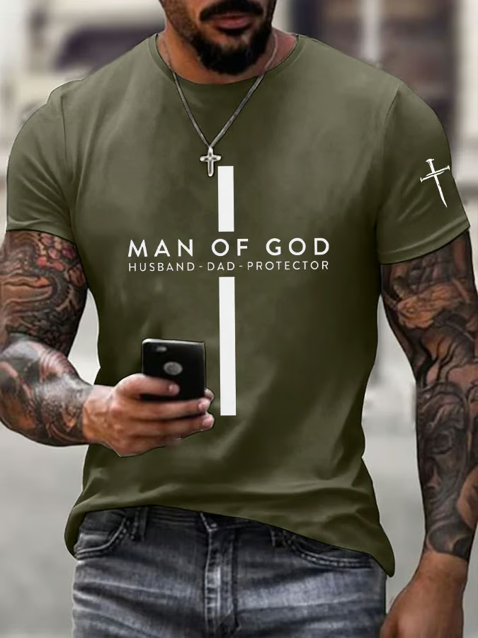 Men's Christian Man of God Husband Dad Graphic T-Shirt