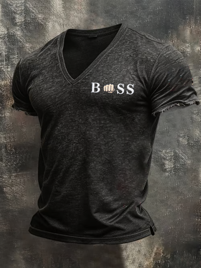 Men's Casual style Printed Casual V-neck T-shirt
