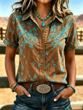 Women's Western-style Retro Print Shirt