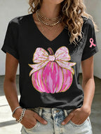 Women's Pink pumpkin Print T-shirt