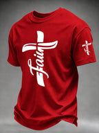 Men'S Faith Cross Christian Printed T-Shirt,