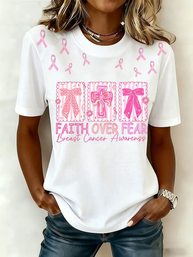 Women'S Belief In Breast Cancer Publicity Print Short Sleeve T-Shirt