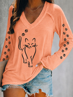 Women's Heart Paw Print Long Sleeve T-shirt