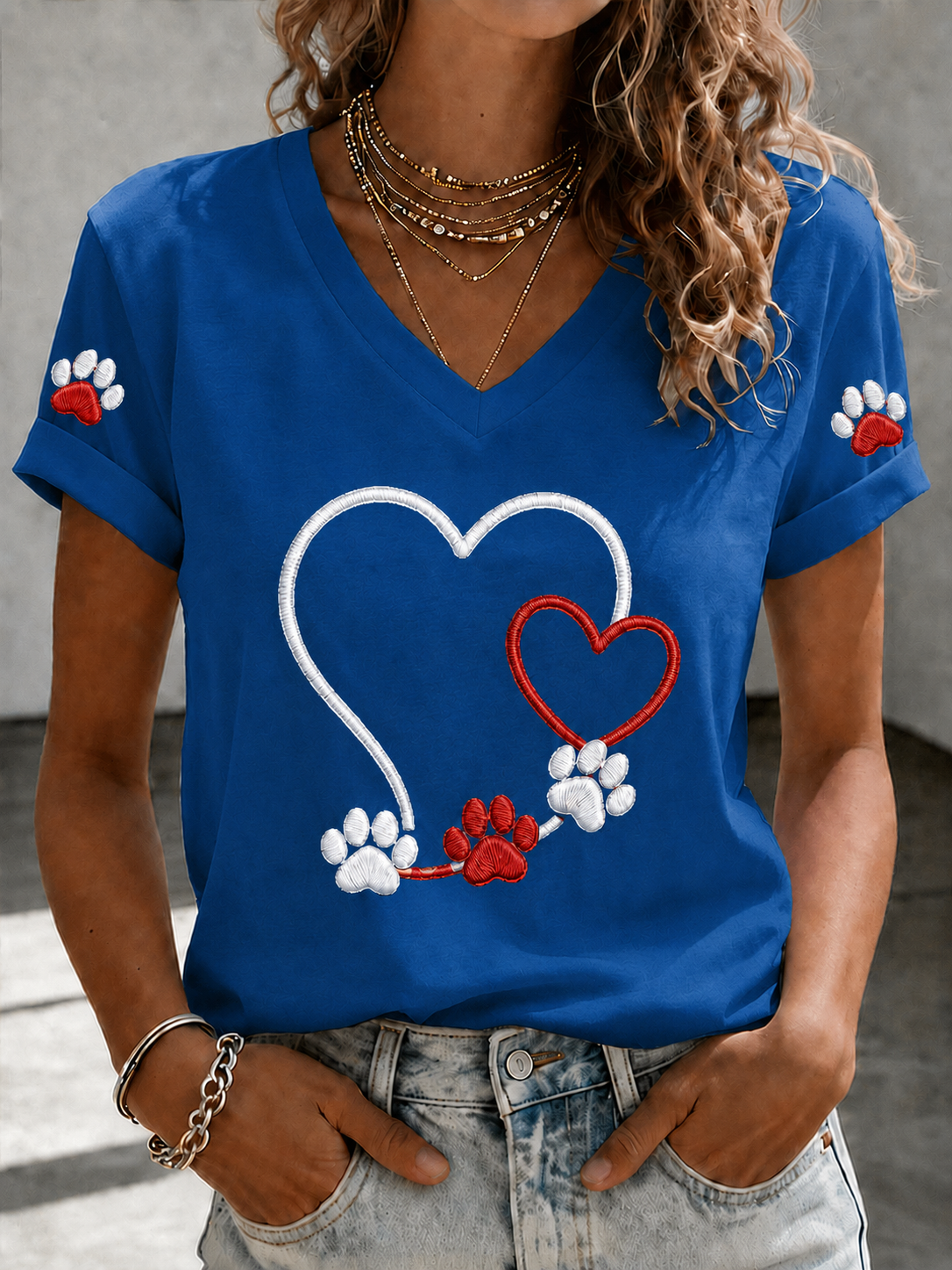 Women'S Cute Cat Printed Casual T-Shirt