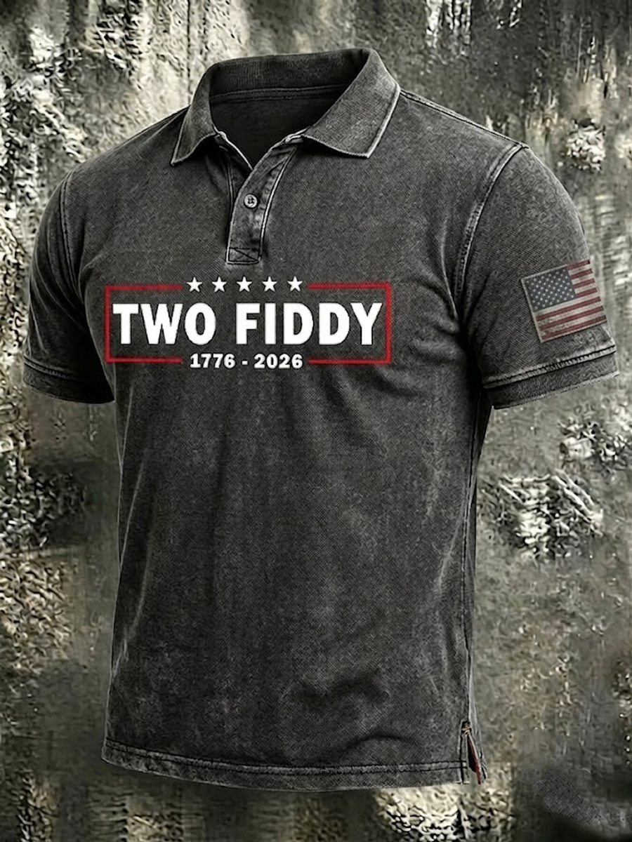 Men'S Faith And Flag Printed Polo Shirt