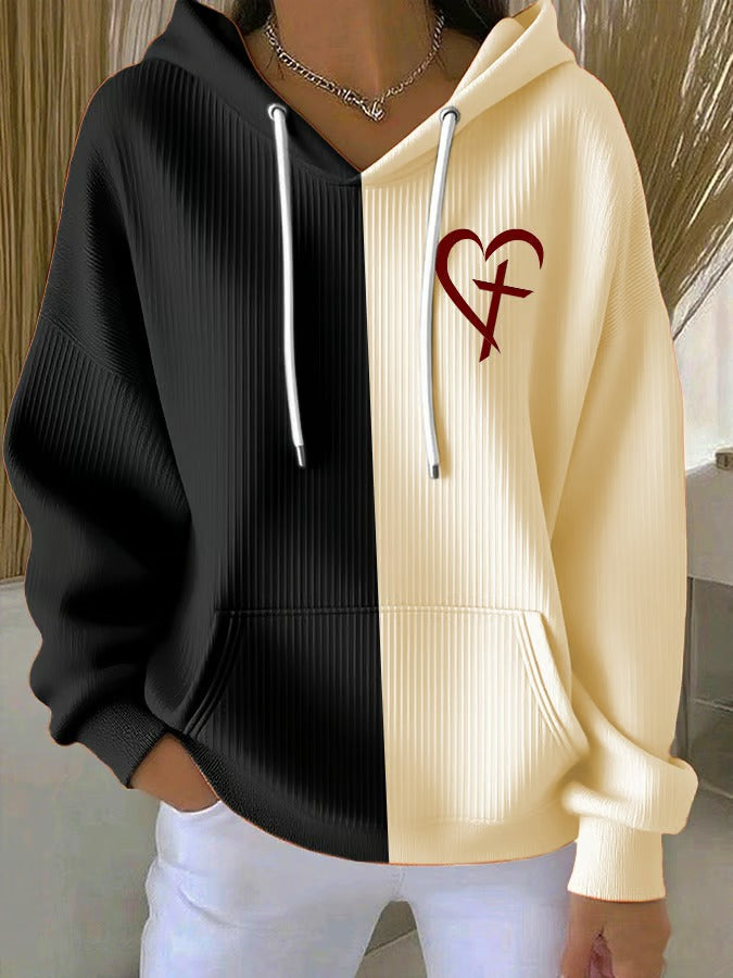 Ladies' Casual Faith Printed Hooded Knitted Long Sleeved Sportswear