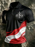 Men'S Faith Contrasting Cross Pattern Casual Polo Shirt