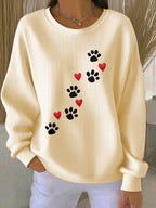 Women's Paw Print Casual Knitted Sweatshirt