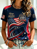 Women's Casual American 250th Anniversary Commemorative Pattern T-shirt