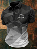 Men's Faith Cross Printed Casual Polo Shirt
