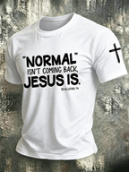 Religious Belief Cross Washed Retro Printed Round Neck T-Shirt