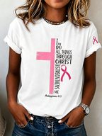 Women's Breast Cancer Awareness Print Casual T-Shirt