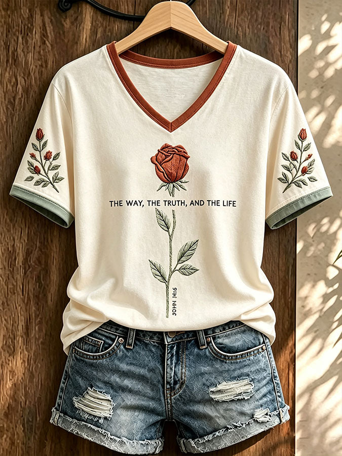Women'S Faith Printed V-Neck T-Shirt