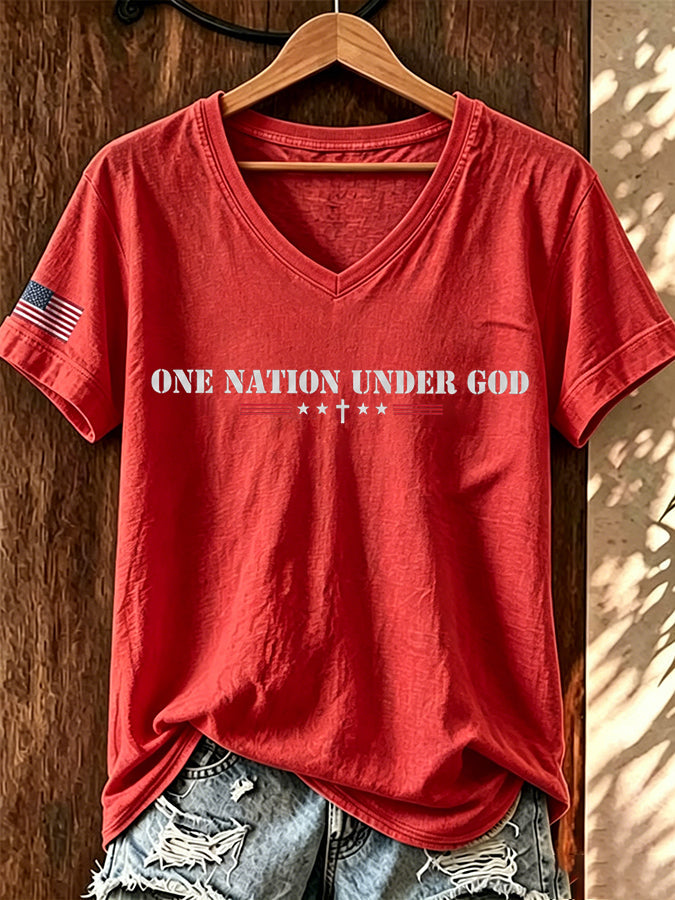 Women's ���ONE NATION UNDER GOD��� Printed T-shirt
