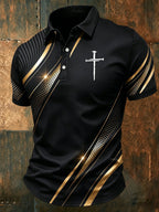 Men's Faith Cross Printed Casual Polo Shirt