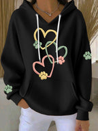 Women'S Dog Paw Print Hooded Sweatshirt