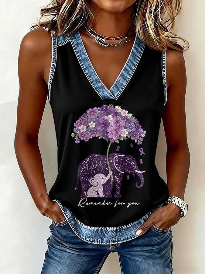 Women'S Alzheimer's awareness Printed Casual Vest