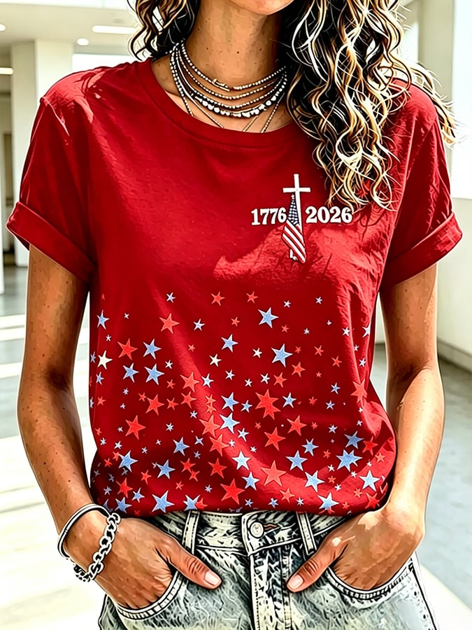 Women's America 250 1776-2026 Freedom Faith Print T-shirt