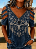 Women'S Vintage Denim Printed T-Shirt