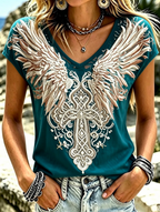 Women'S Retro Cotton And Linen Cross Pattern Top