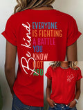 Women's Mental Health Slogan Print T-Shirt