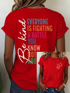 Women's Mental Health Slogan Print T-Shirt