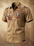 Men'S Western Style Ethnic Print Cross Shirt