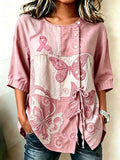 Women's Pink Butterfly Print Top