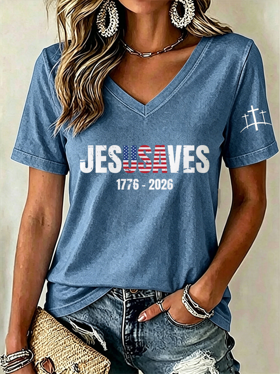 Women'S Jesus Saves  Print Printed T-Shirt