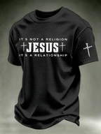 Men's IT'S NOT A RELIGION JESUS IT'S A RELATIONSHIP waffle knit T-shirts