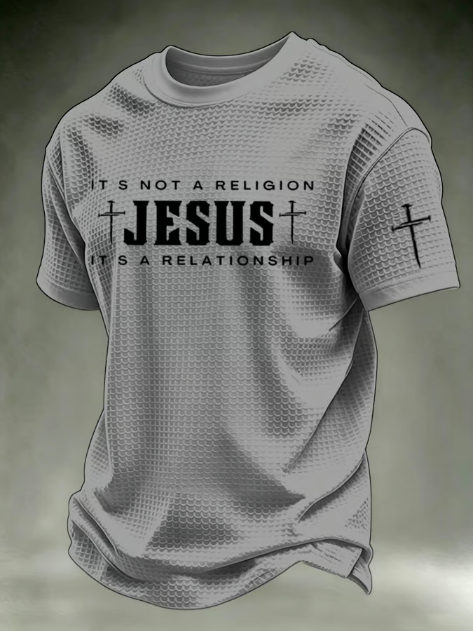 Men's IT'S NOT A RELIGION JESUS IT'S A RELATIONSHIP waffle knit T-shirts