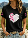 Women'S Breast Cancer Ribbon Printed Casual T-Shirt