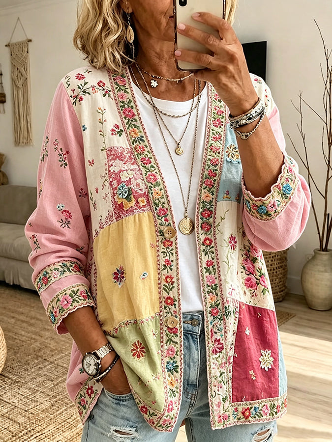Women'S Floral Print Casual Cardigan