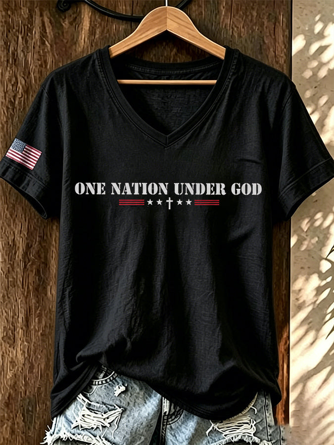 Women's ���ONE NATION UNDER GOD��� Printed T-shirt