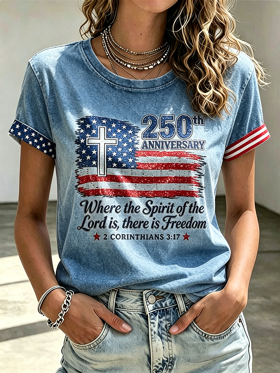 250Th Anniversary Commemorative Faith Printed Round Neck Top In The United States