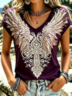 Women'S Retro Cotton And Linen Cross Pattern Top