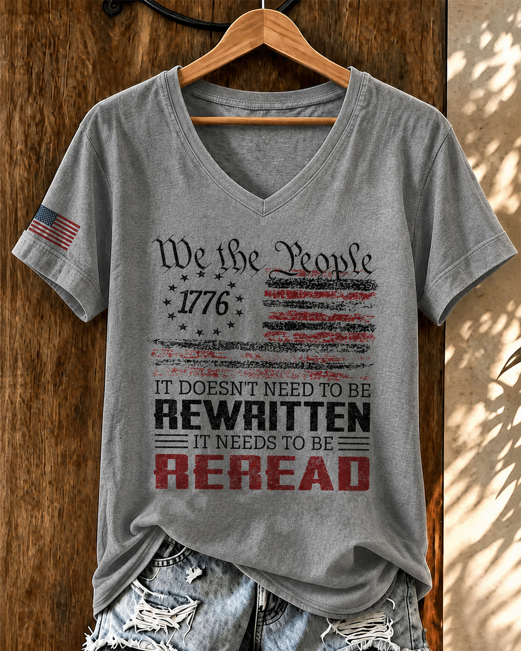Women'S American Flag Patriotic Printed Casual T-Shirt