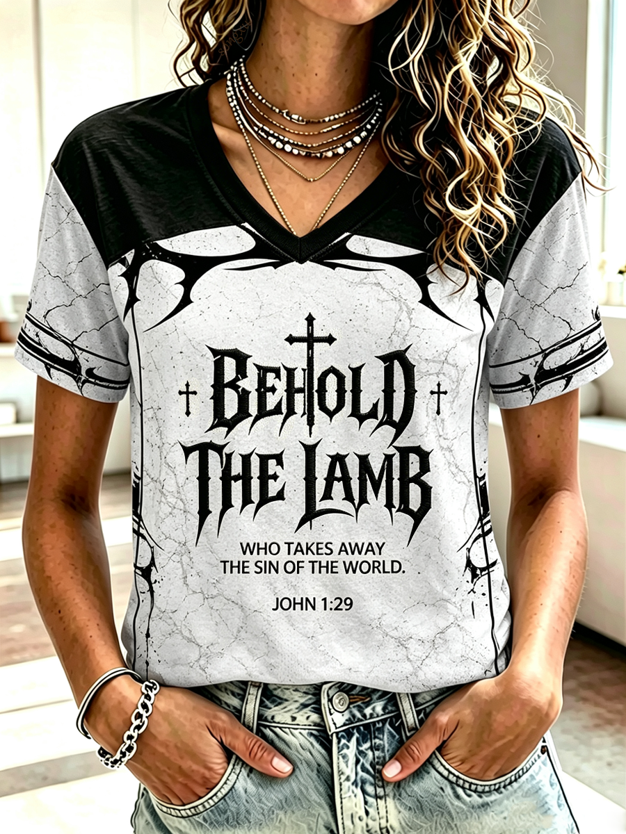 Women's  Casualbehold The Lamb Christian T-shirt