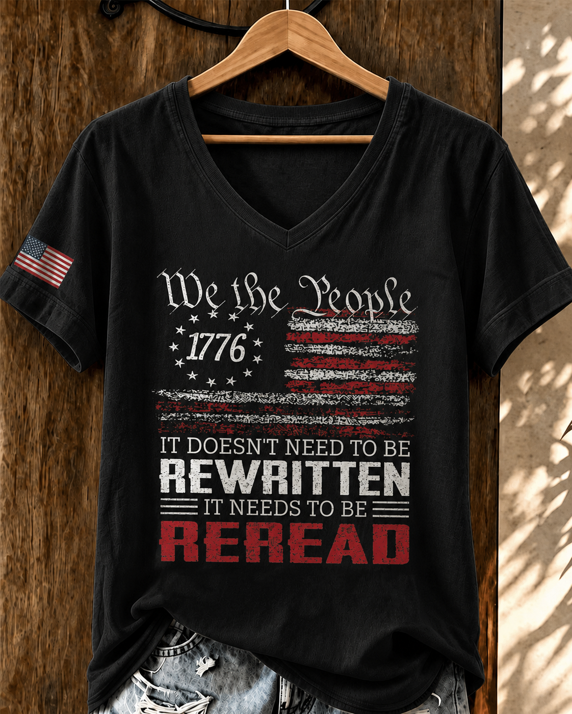 Women'S American Flag Patriotic Printed Casual T-Shirt