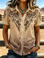 Women's Retro Ethnic Art Printed Shirt