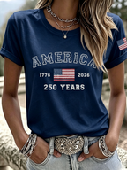 Women'S  America Flag Printed Casual T-Shirt