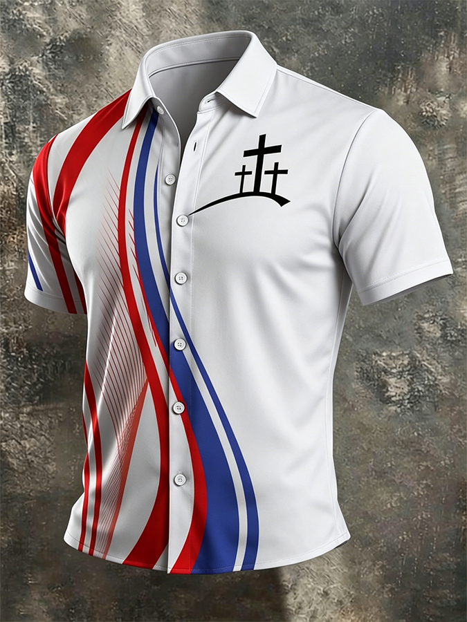 Men's Faith Cross Printed Casual Shirt