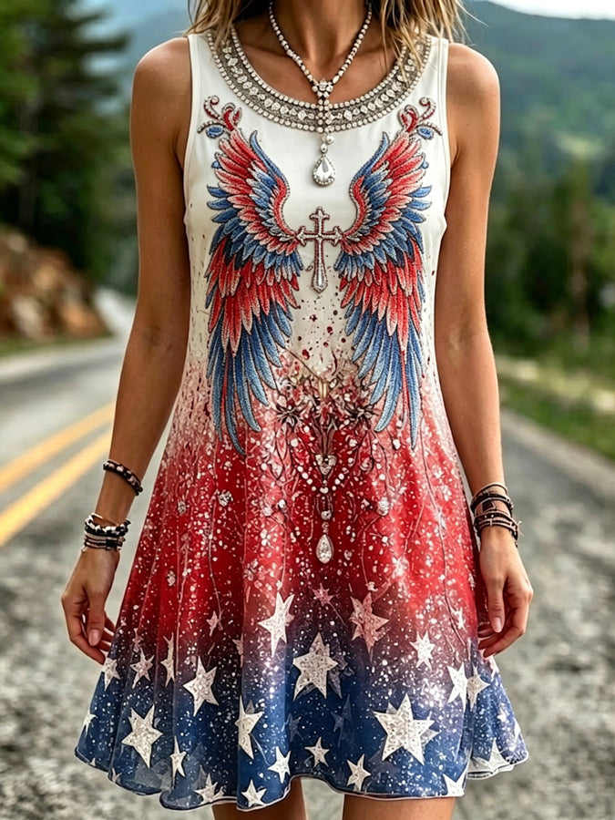 Women's Independence Day Religion Floral Print Dress